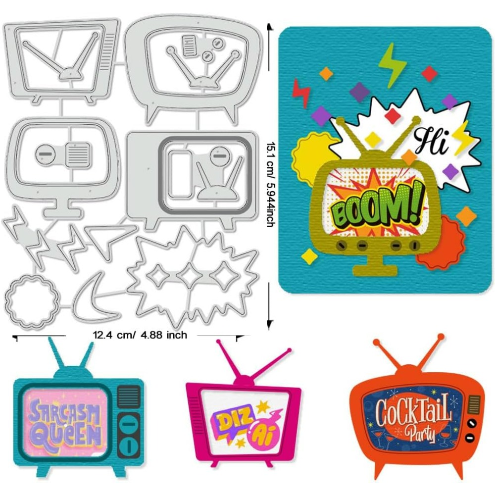 Retro TV Cutting Dies Stencils - Workshop Tools Diy recension och pris