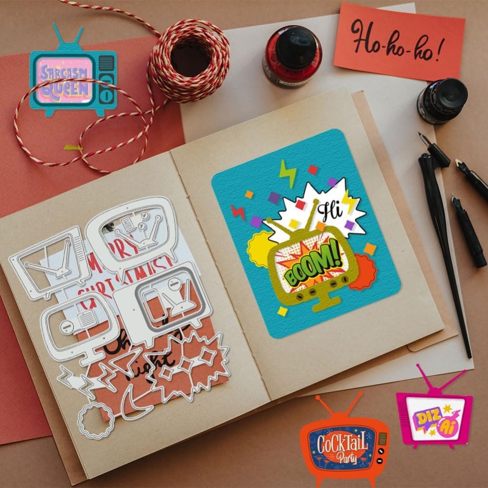 Retro TV Cutting Dies Stencils - Workshop Tools Diy recension och pris