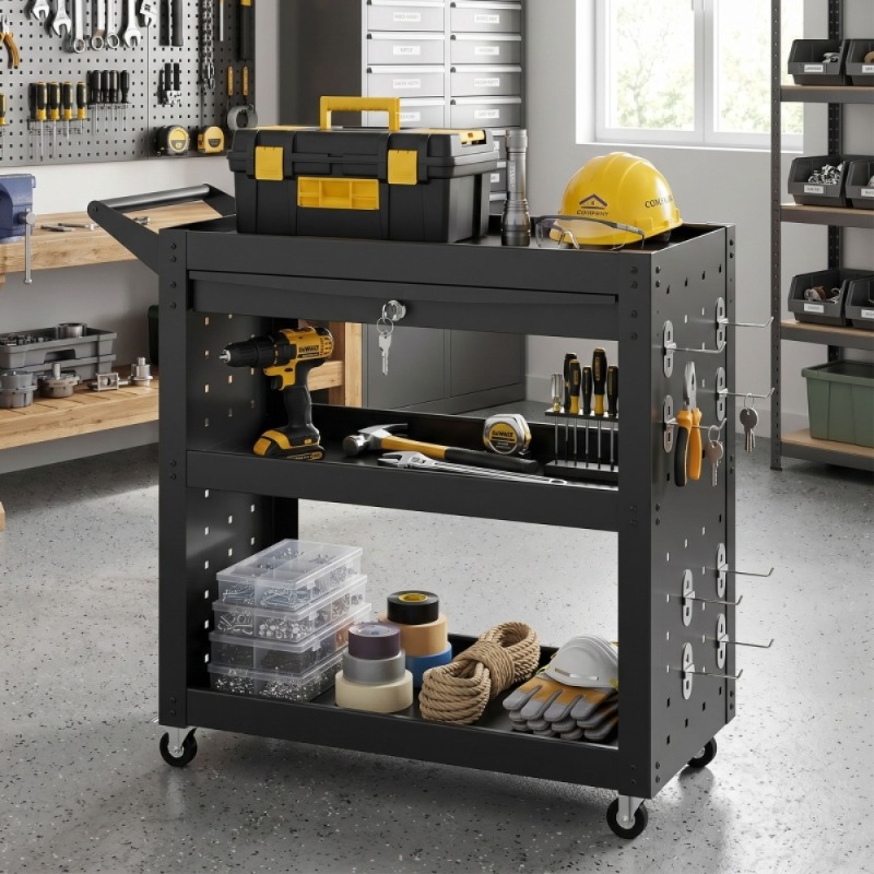Tool cart with lockable wheels - Workshop Tools List recension och pris