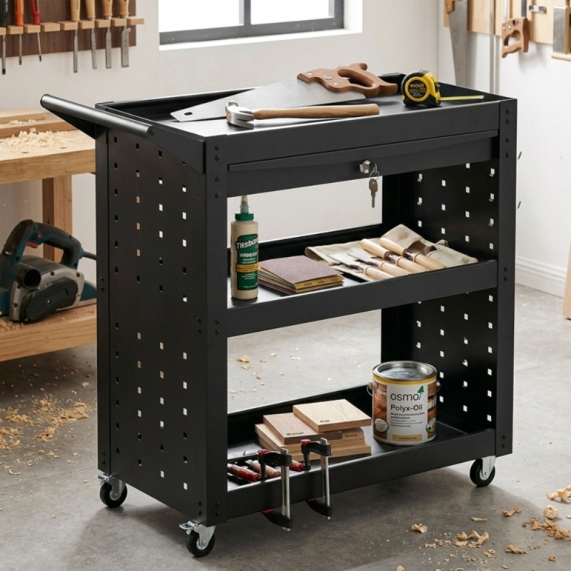 Tool cart with lockable wheels - Workshop Tools List recension och pris
