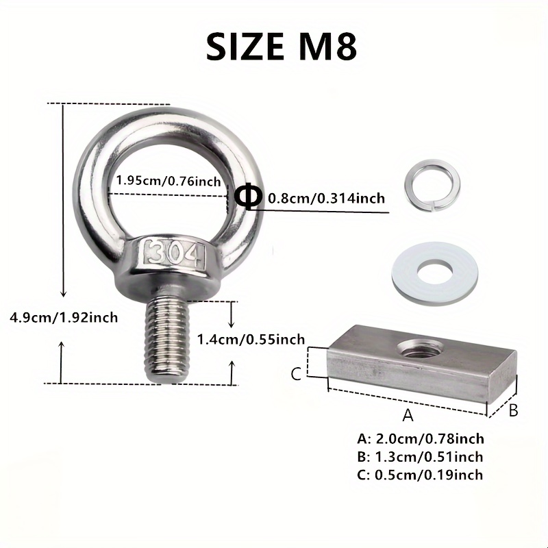 4pcs Stainless Steel M8 Eye Bo - Screw Organizer Kit recension och pris